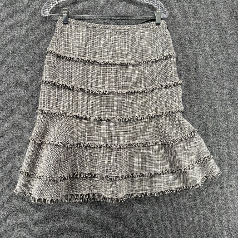 WD NY Skirt Size 6 Tweed High Rise Fit Flare Fringe Old Money Classic Modest